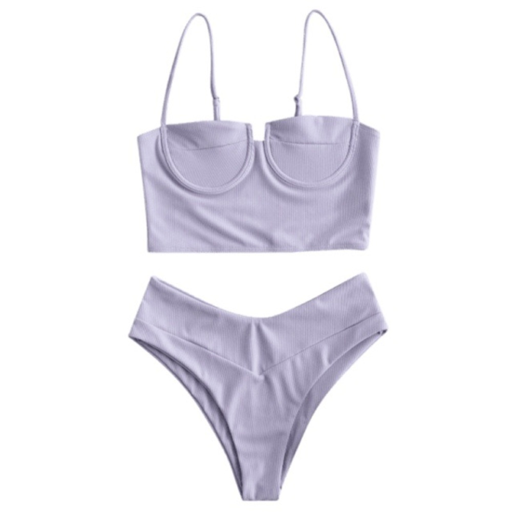 Ribbed underwire balconette - bikini -swimsuit -XL